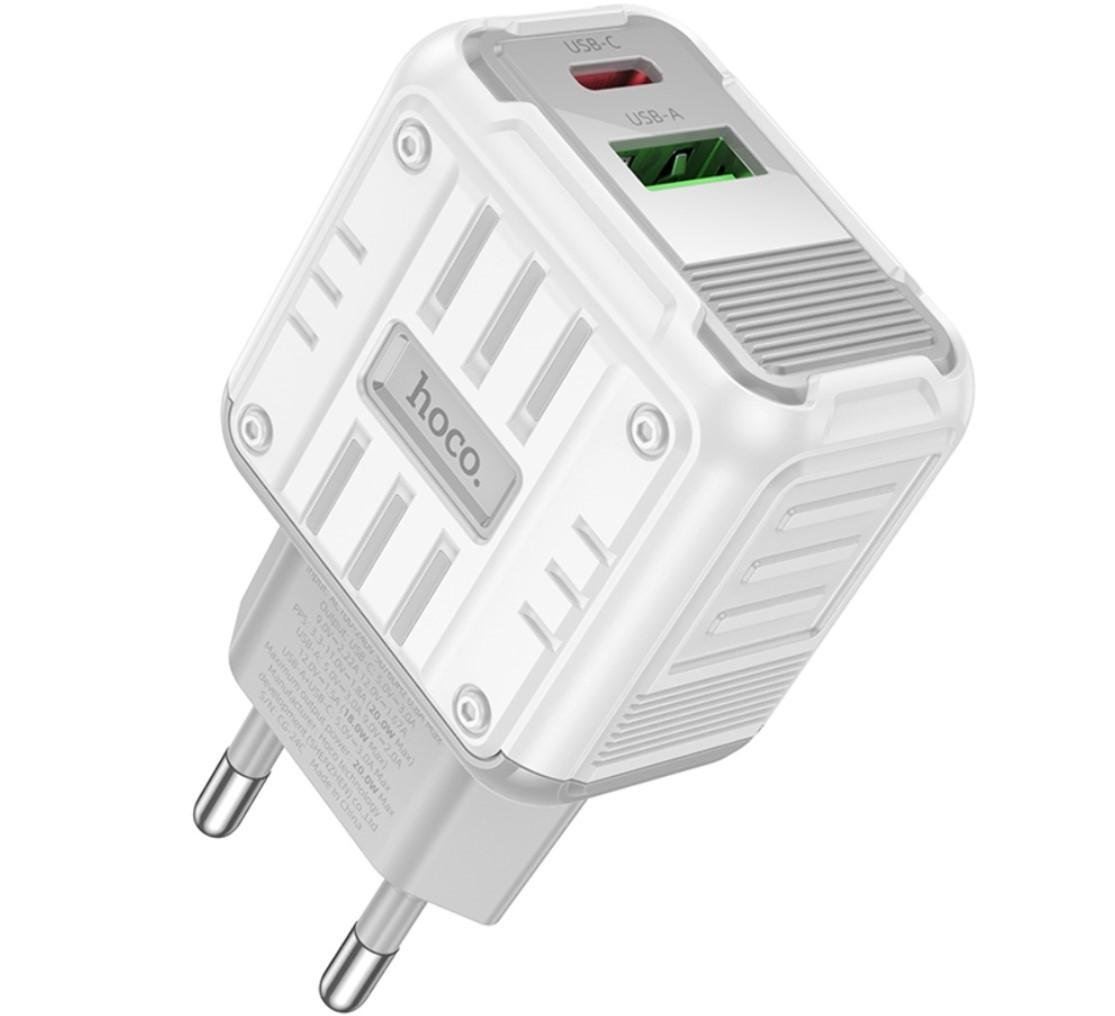 Зарядний пристрій Hoco C135A USB QC3,0/Type-C PD3,0 20W швидка зарядка White (2811938044)