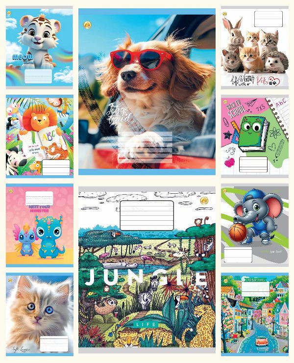 Зошити учнівські Тетрада Мікс 3 в клітинку тверда палітурка 12 арк. 25 шт. (MTT-199143)