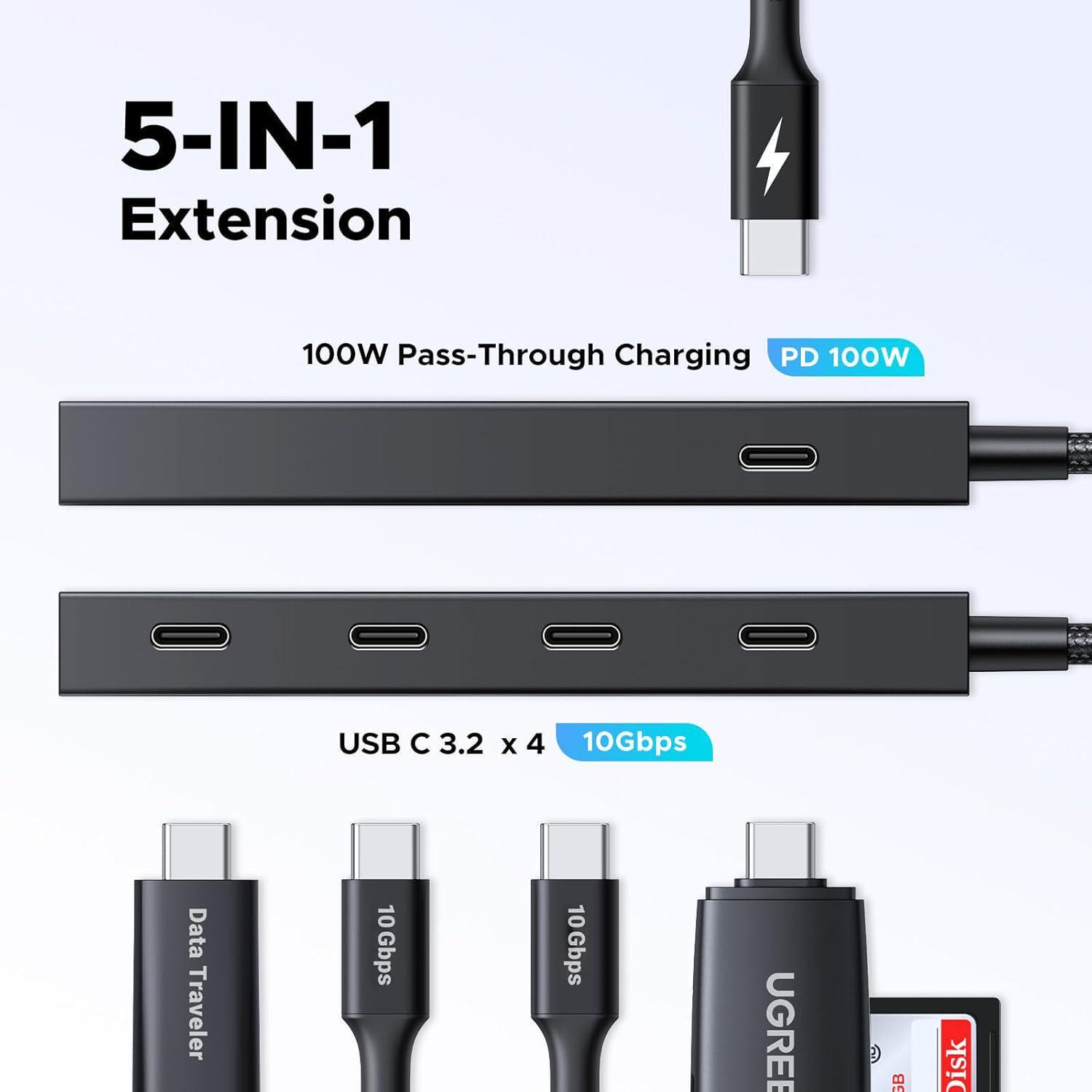 Хаб USB Ugreen USB-C 5 портів 30 см Чорний (55334) - фото 2 Хаб USB Ugreen USB-C 5 портів 30 см Чорний (55334) - фото 2