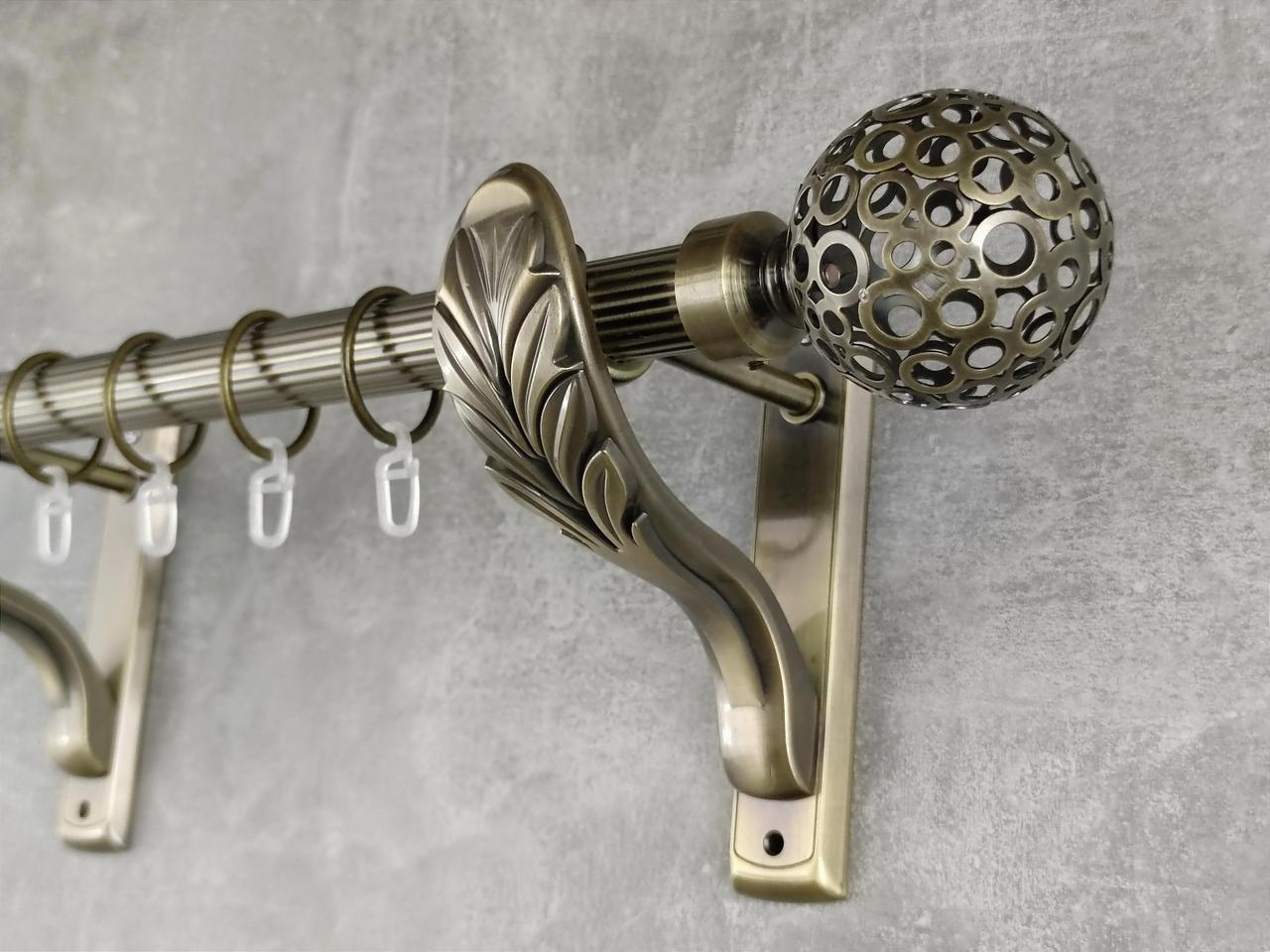 Карниз MStyle металлический для штор однорядный Савона 25 мм рифленый 160 см Антик (5011058)