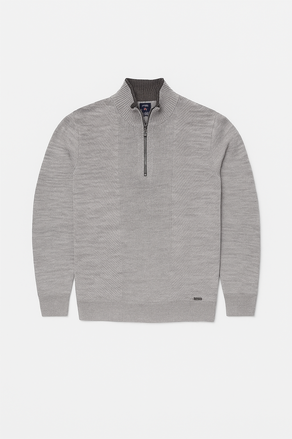 Свитер мужской с короткой молнией L Серо-бежевый (127316)