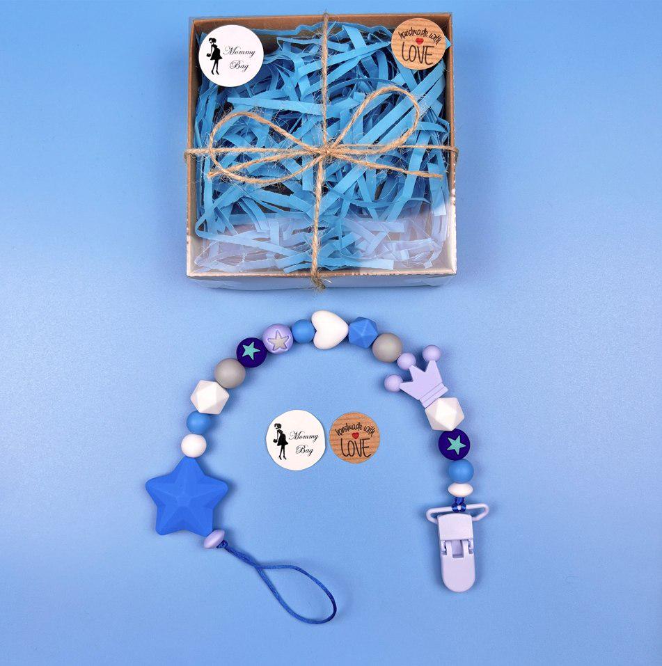 Держатель для пустышки Mommy Bag Синий с короной (112446) - фото 2 Держатель для пустышки Mommy Bag Синий с короной (112446) - фото 2