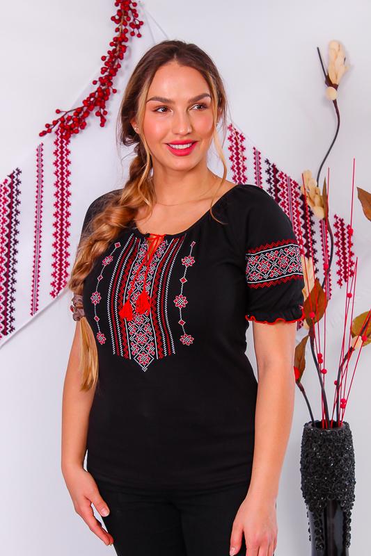 Вышиванка женская с коротким рукавом Носи свое р. 46 Черный/Красный (8604-015-22-v14)