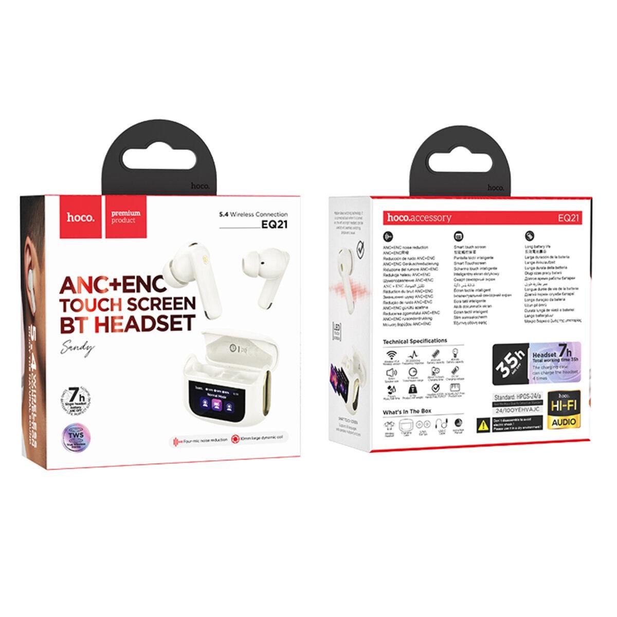Навушники бездротові Hoco EQ21 Sandy true wireless ANC+ENC touch screen BT5.4 headset 400 mAh Cloudy White (6942007647427) - фото 2 Навушники бездротові Hoco EQ21 Sandy true wireless ANC+ENC touch screen BT5.4 headset 400 mAh Cloudy White (6942007647427) - фото 2