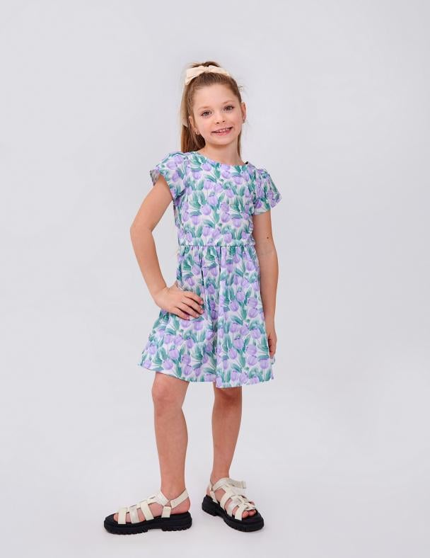 Платье детское для девочки Smil Лавандовые тюльпаны 100 cotton ситец 140 см (120430-1)