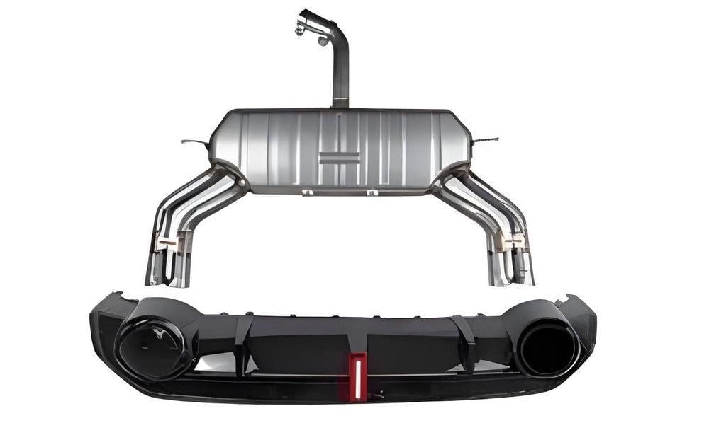 Диффузор задний с насадками RS-Style GT Tuning для Audi A3 2020- гг. ABS-пластик Черный (131961)