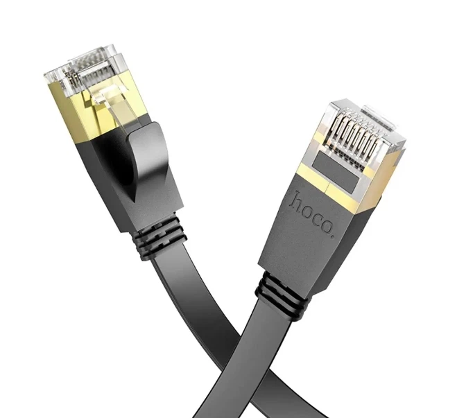 Патч-корд Hoco US07 General Pure Copper Flat Network Cable 10 м Black Патч-корд Hoco US07 General Pure Copper Flat Network Cable 10 м Black