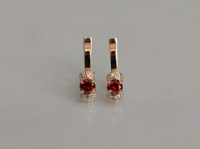Серебряные серьги Sil с золотом 137s-3 Красный (Sil-1221)