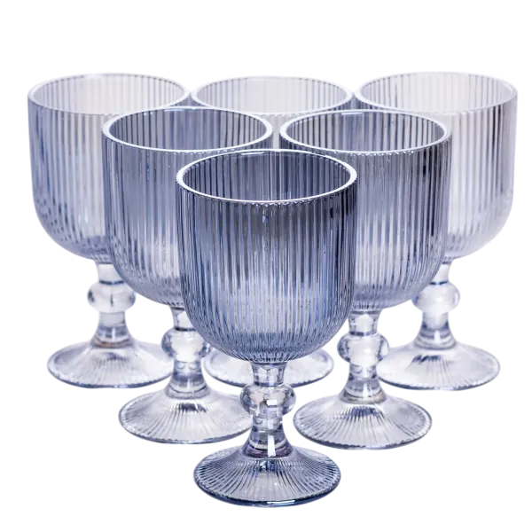 Набір келихів для вина рельєфний 6 шт. по 300 мл Блакитний - фото 1 Набір келихів для вина рельєфний 6 шт. по 300 мл Блакитний - фото 1