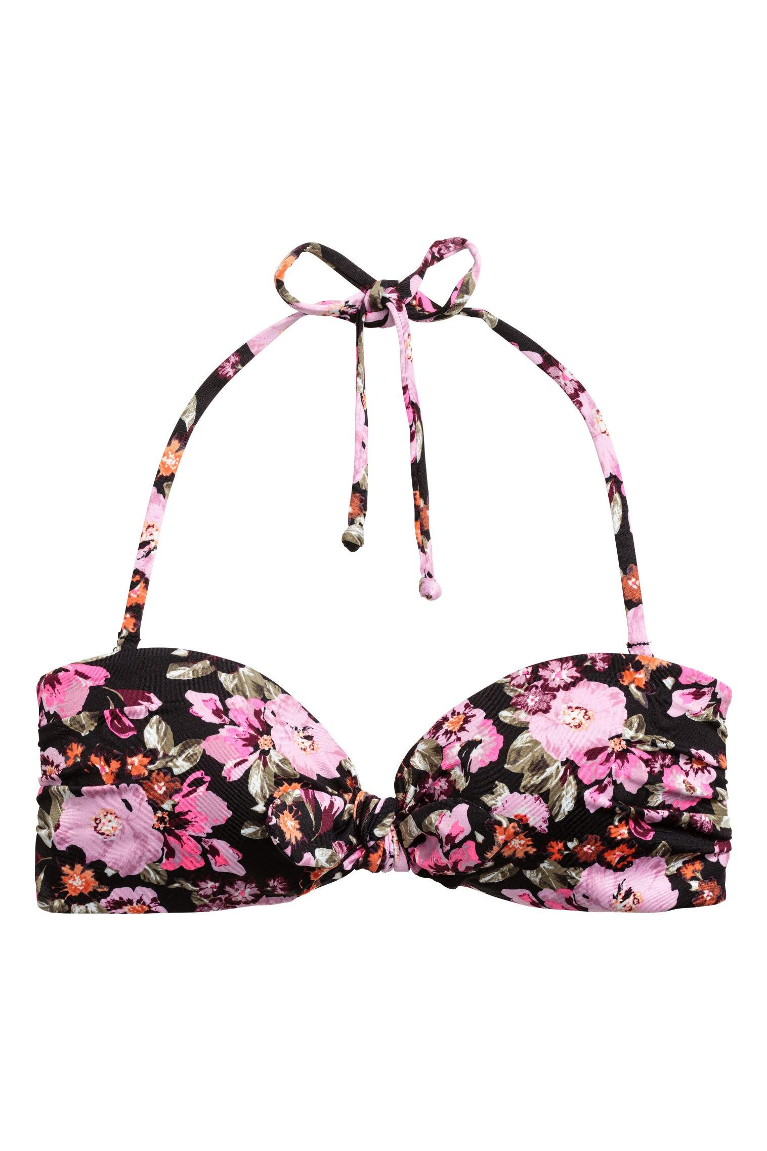 Лиф купальный H&M Цветы р. 32 Черный (160351038801)