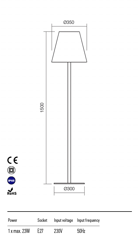 Світильник вуличний декоративний Redo Pino La 1.5M E27 1X23 W Ip65 Dg 4.1.1 (9978) - фото 4