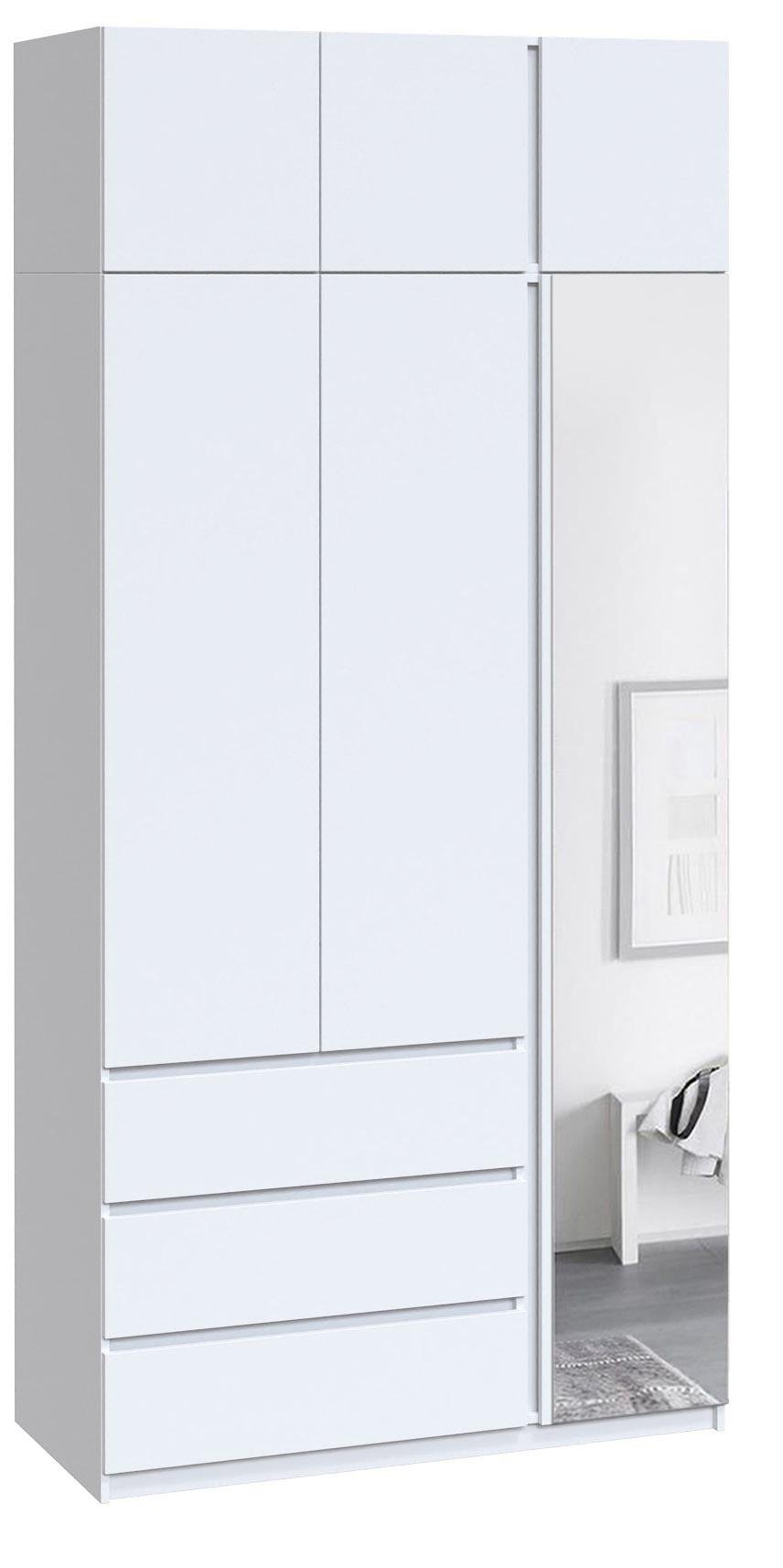 Шкаф с антресолью и зеркалом Мастер Форм Брайт правосторонний 1200х520х2400 мм Нимфея альба (32392)