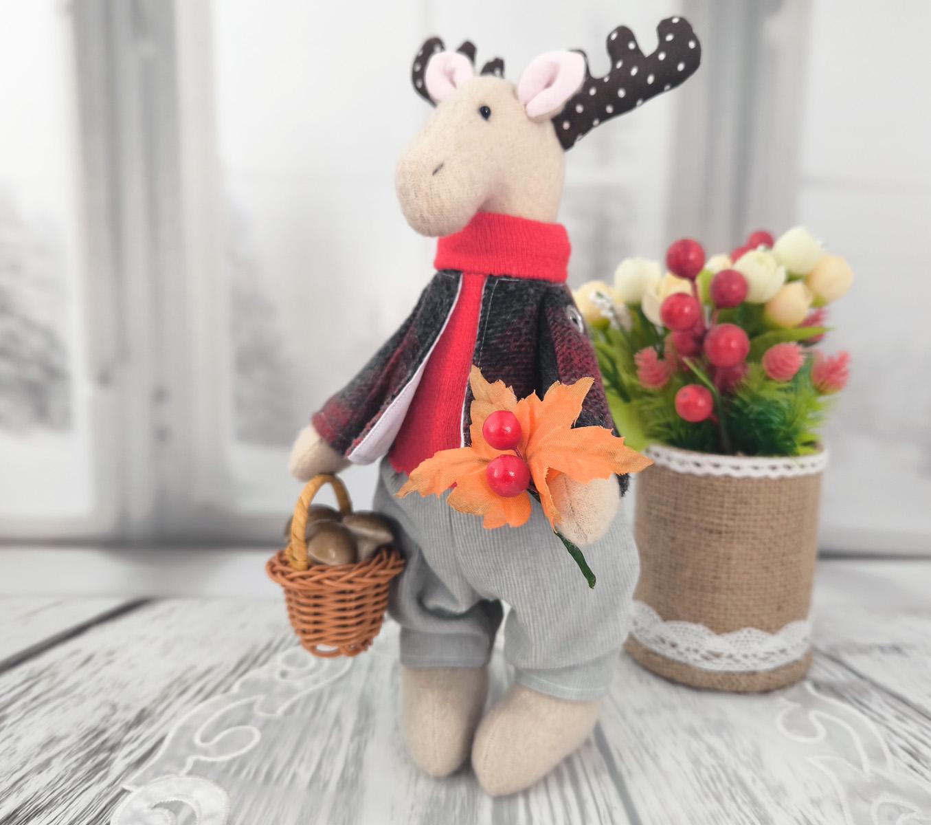 Лялька інтер'єрна в стилі тильда Лось осінній (2738117143)