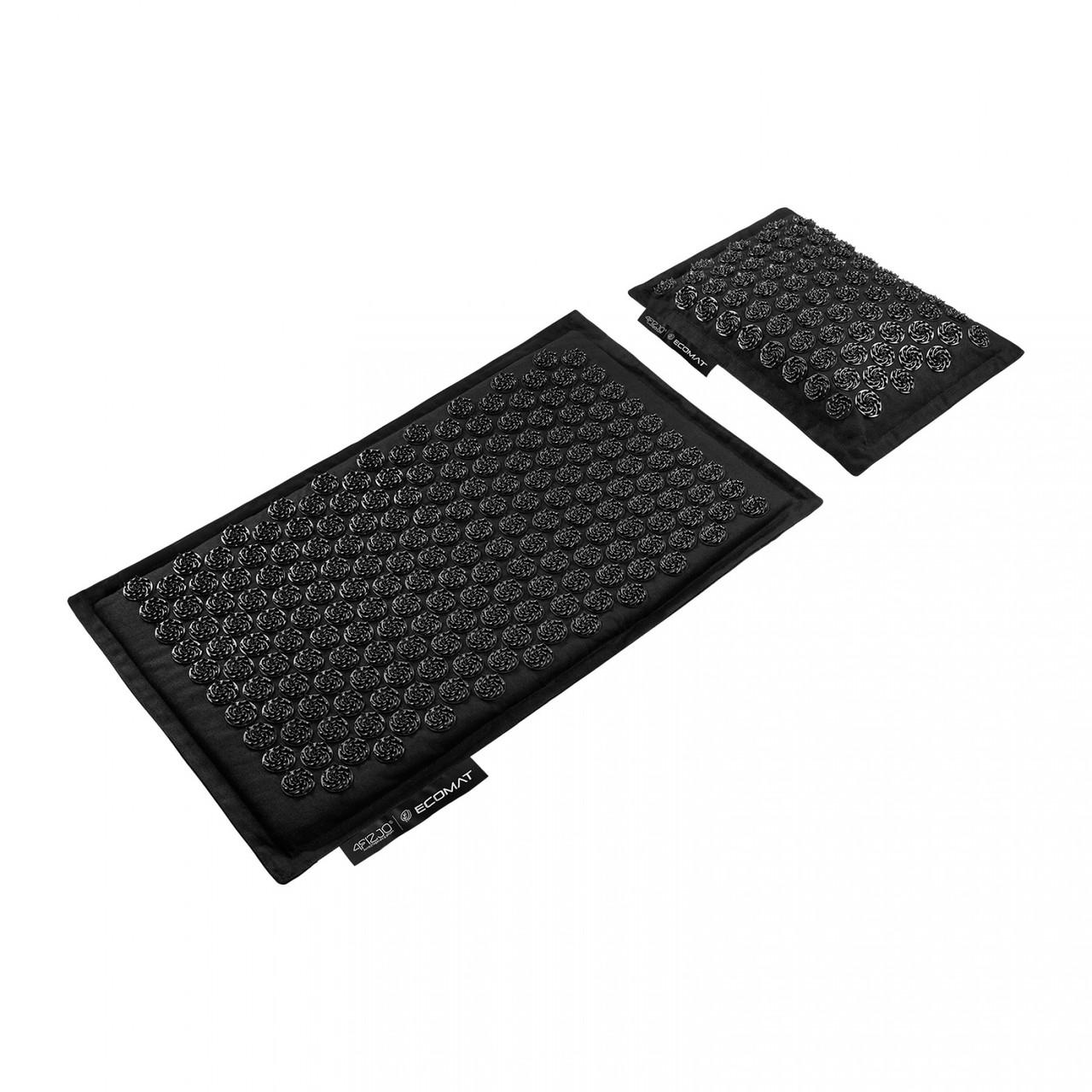 Коврик акупунктурный с подушкой 4FIZJO 4FJ0208 Eco Mat Аппликатор Кузнецова 68x42 см Black/Black