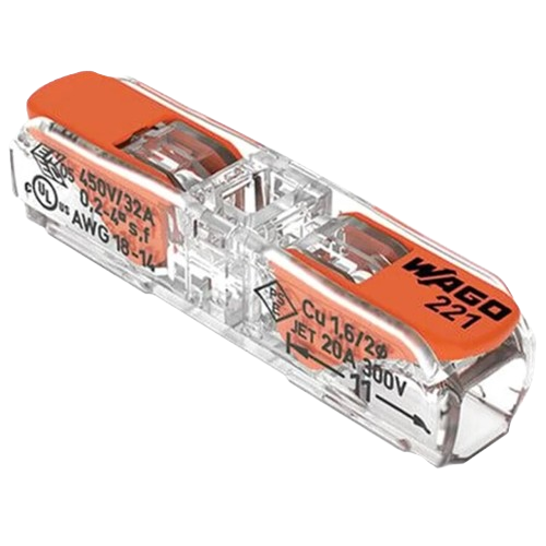 Лінійний з'єднувач з важелем Wago 221-2411 0,14-4 мм2 32А 450V (29425191)