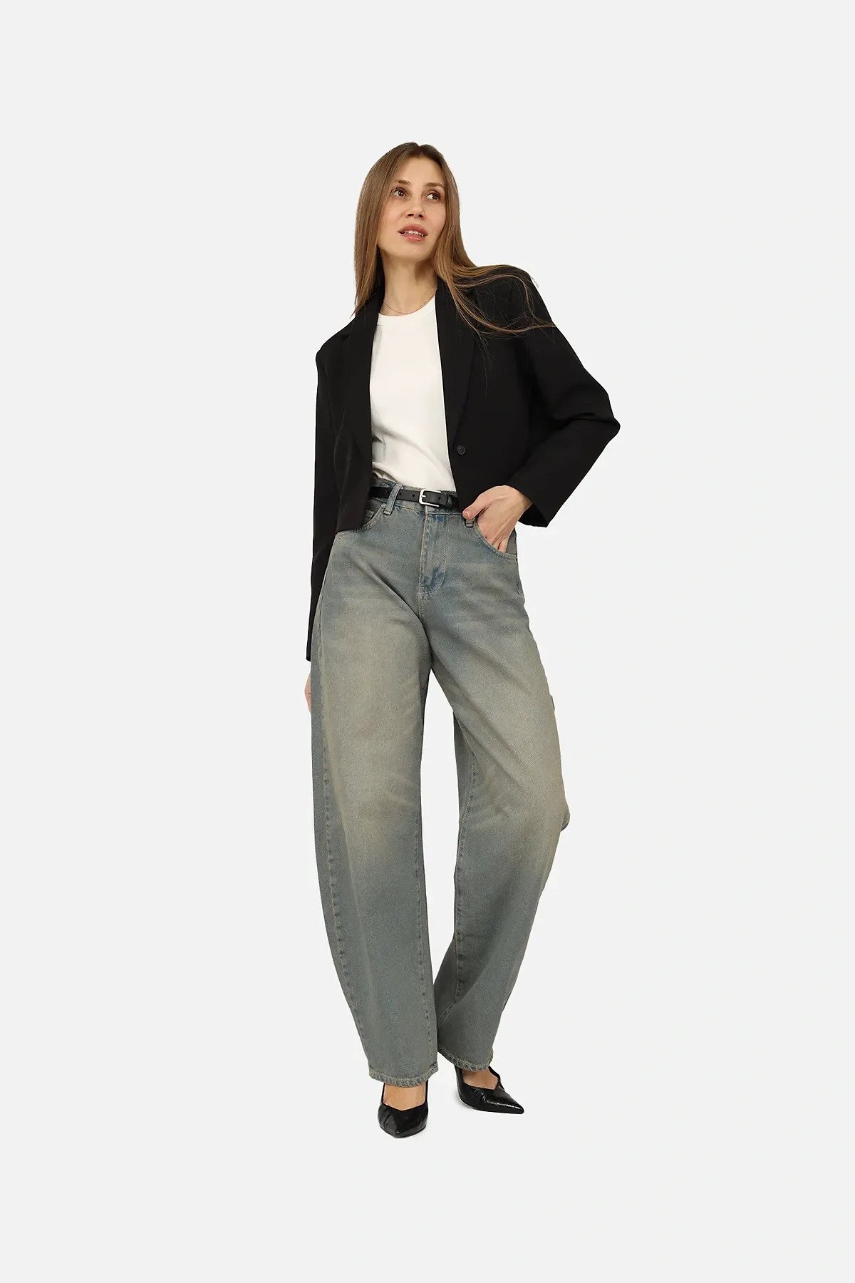 Джинсы женские Horseshoe ЦБ-00271102 р. 44 Голубой (SKT001047823)