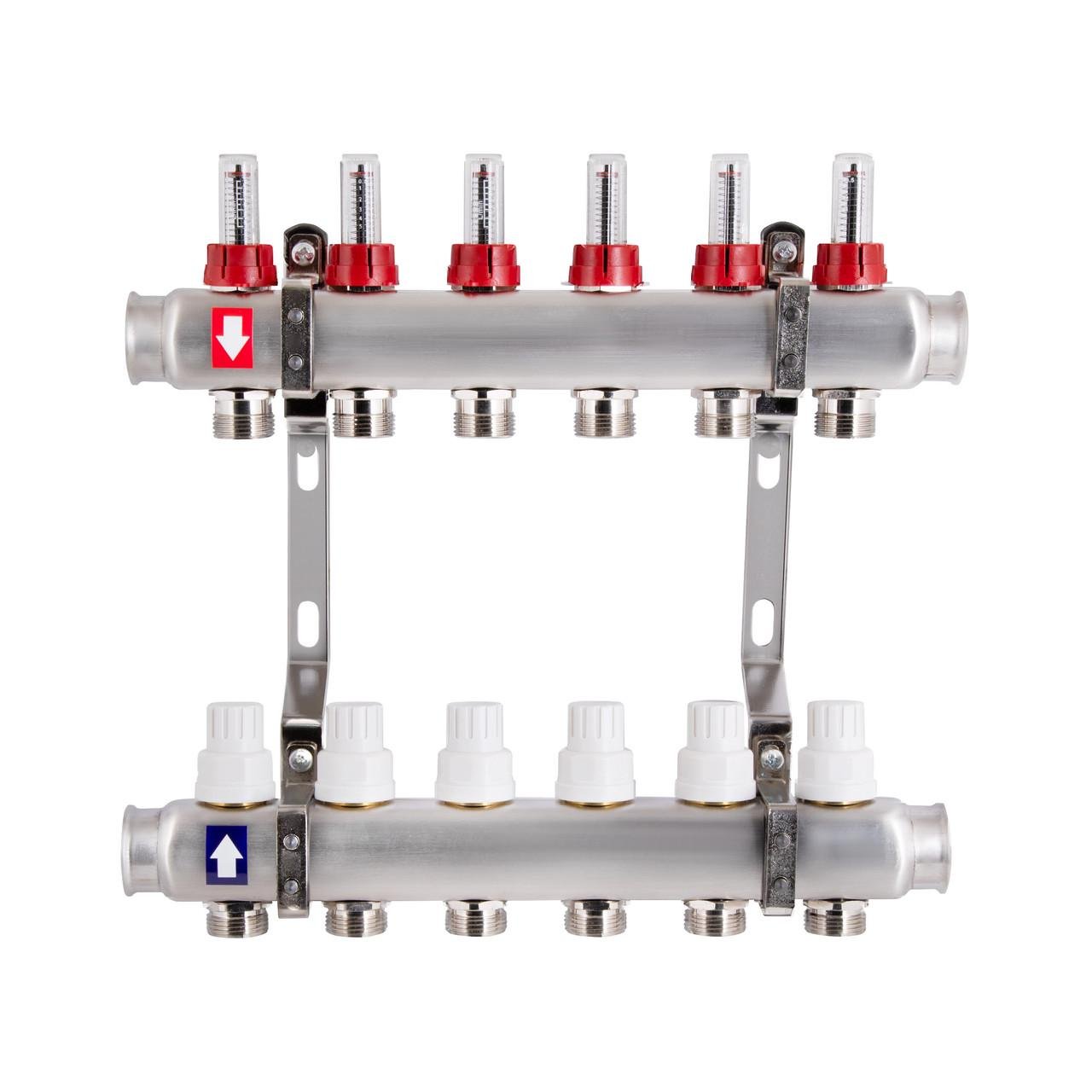 Коллектор с расходомерами SD Plus 1" 6 выходов (SD0046)