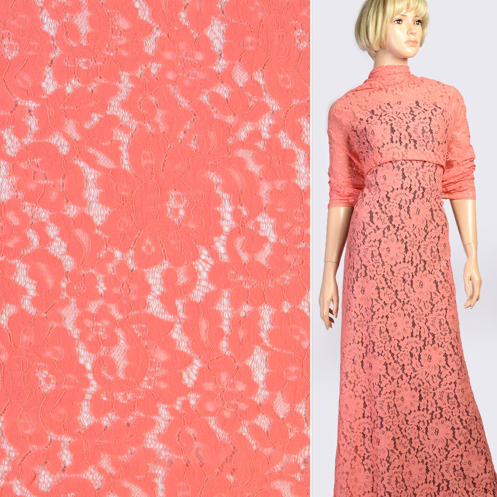 Тканина мереживне полотно стрейч в'юнкі троянди ширина 145 см Рожевий (11140.053) - фото 3