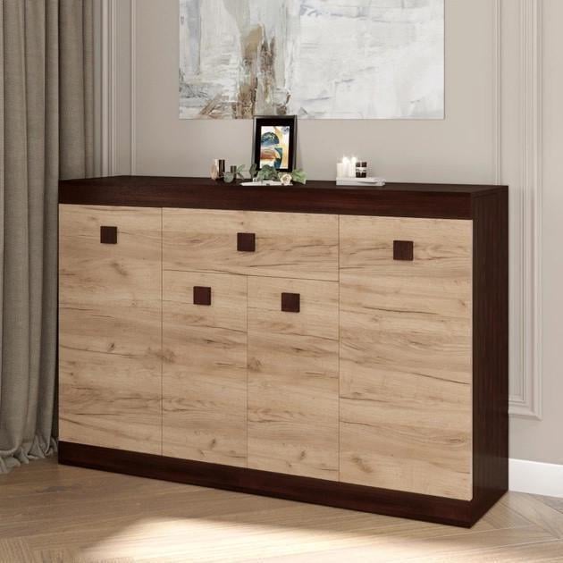 Комод Еверест Соната-7 140х38х94 см Венге/Крафт золотой (EVR-20159)