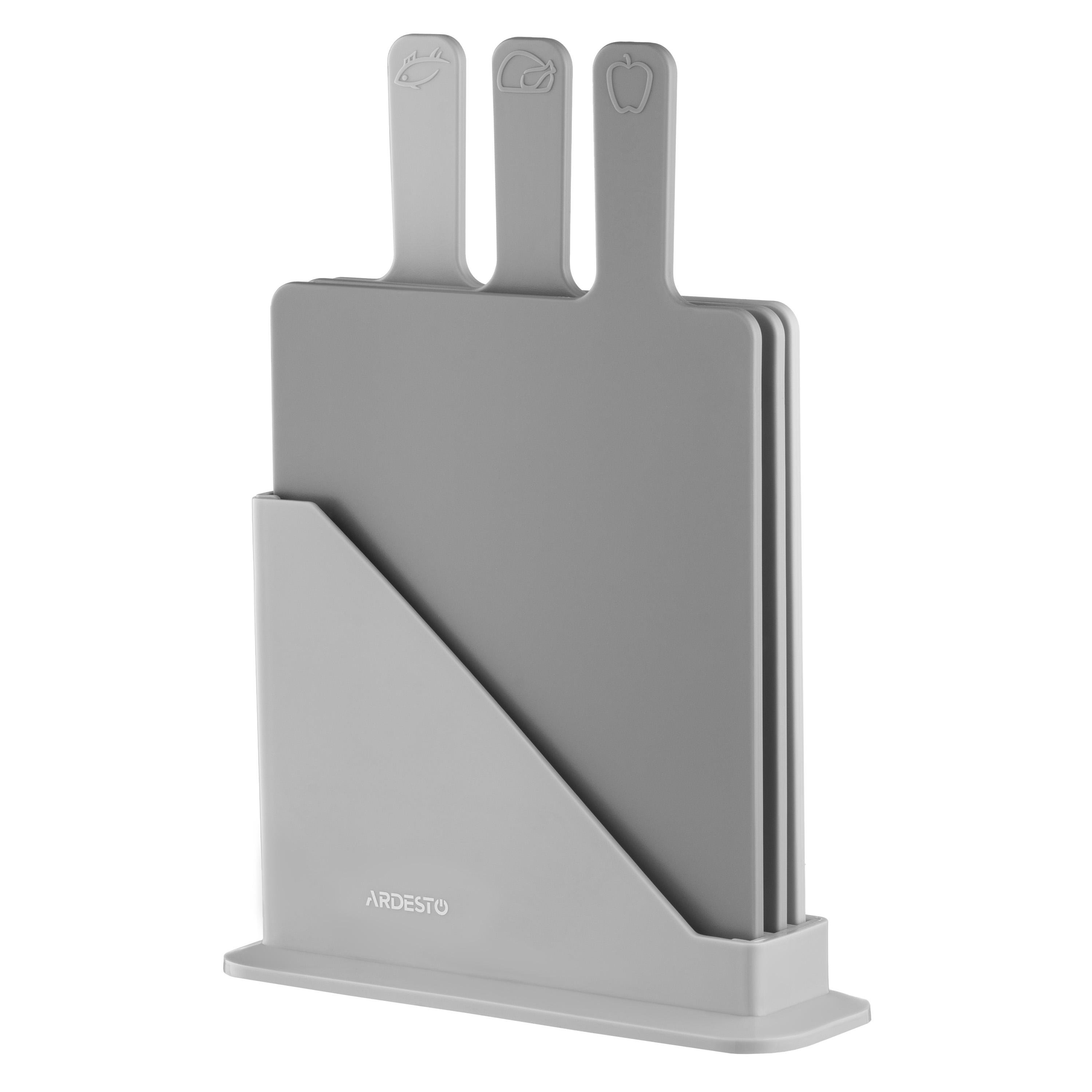 Набір кухонних дощок на підставці Ardesto Fresh 3 шт. Сірий (AR1403GRB)