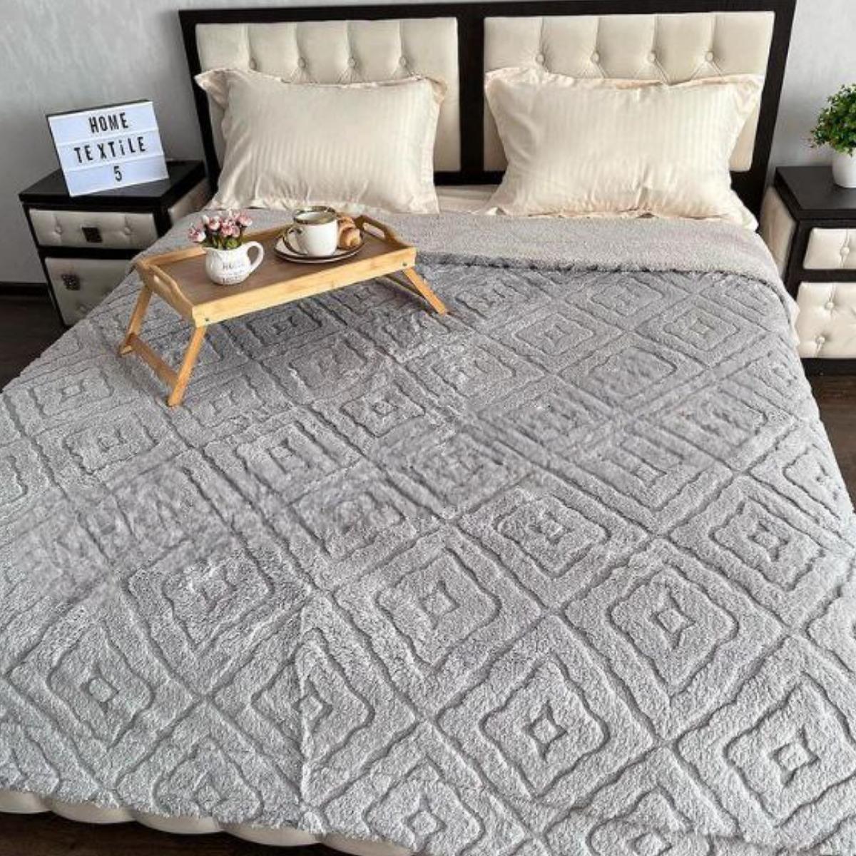 Плед пухнастий Koloco Ромбик євро 200х220 см Сірий (37249) - фото 1 Плед пухнастий Koloco Ромбик євро 200х220 см Сірий (37249) - фото 1