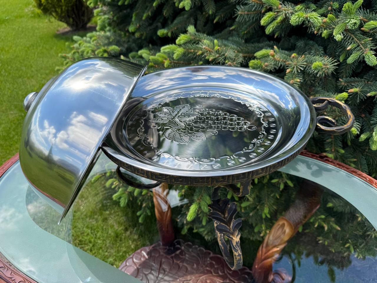 Садж для шашлику та м'яса з підігрівом з кришкою 36 см - фото 2 Садж для шашлику та м'яса з підігрівом з кришкою 36 см - фото 2