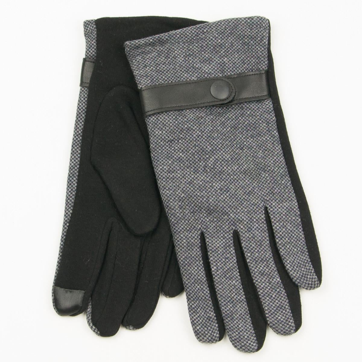 Мужские трикотажные перчатки на плюше №19-22-2 размер универсальный Черно-серый (DR007699)