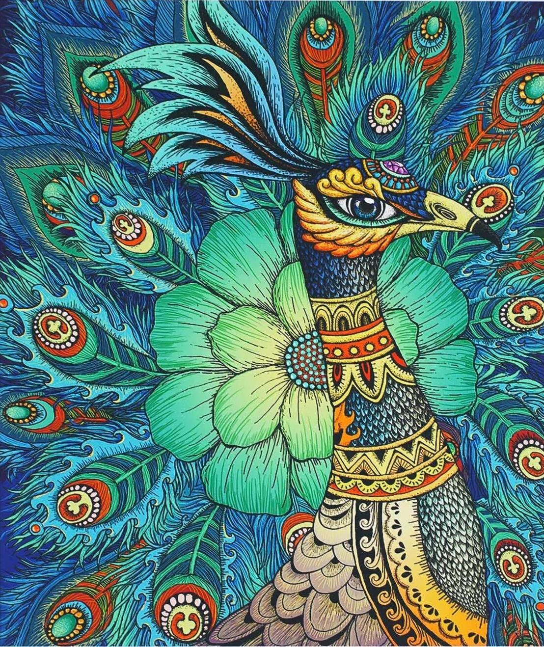 Алмазна мозаїка TK Group AL 86447/30 Павич зі стразами різної форми в коробці 40х50 см (24707766)