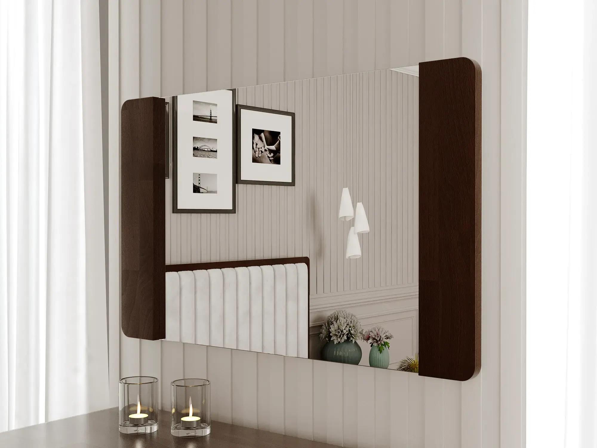 Зеркало навесное Arbor Drev Глория натуральное дерево бук Темный орех (51698)