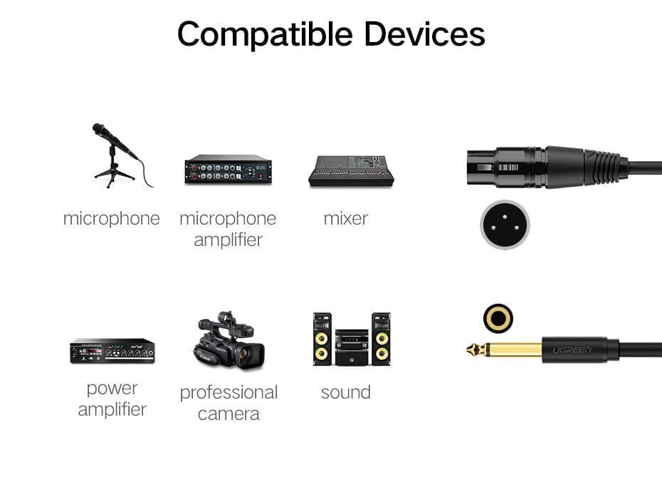 Кабель UGREEN XLR мама-6.5 мм Jack папа аудіо для мікшеру 2 м Чорний (20719) - фото 6 Кабель UGREEN XLR мама-6.5 мм Jack папа аудіо для мікшеру 2 м Чорний (20719) - фото 6