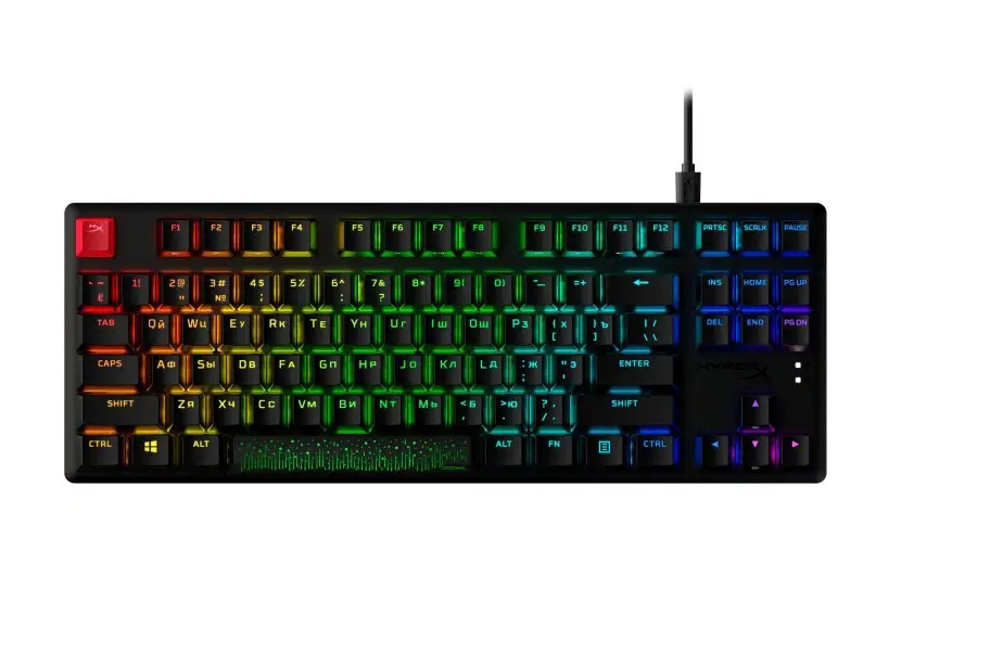 Клавиатура HyperX Alloy Origins Core PBT Red USB RGB ENG/RU Black - фото 3