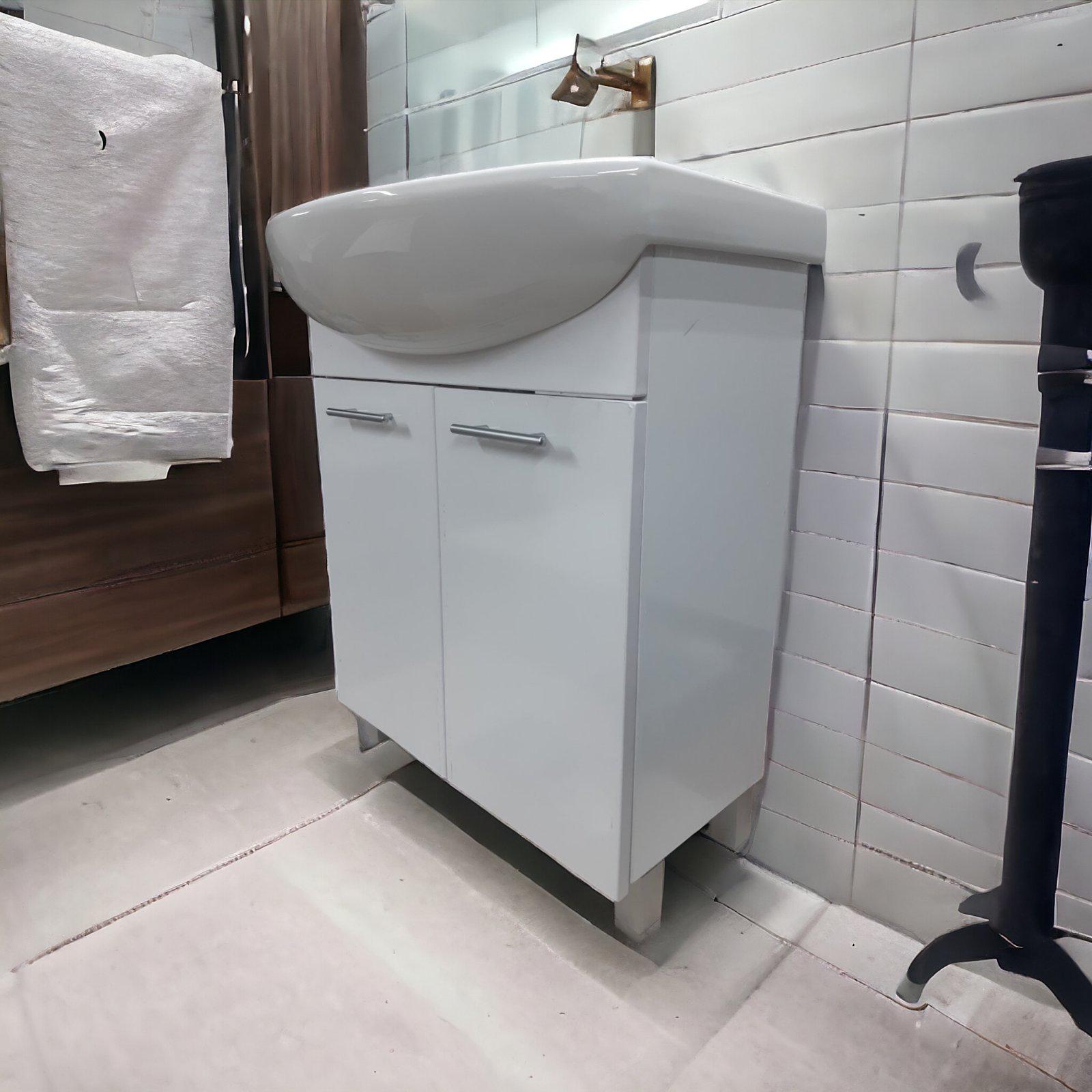 Тумба для ванной комнаты пластиковая The Mix 2.0 2 двери 55 см White (2411) - фото 7