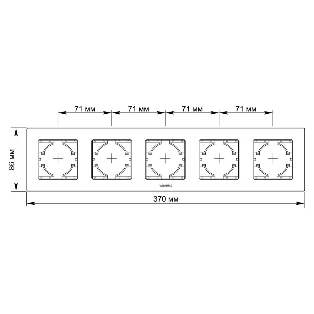 Рамка для розеток Videx Binera 5 мест горизонтальная алюминий Медный (VF-BNFRA5H-CP) - фото 2