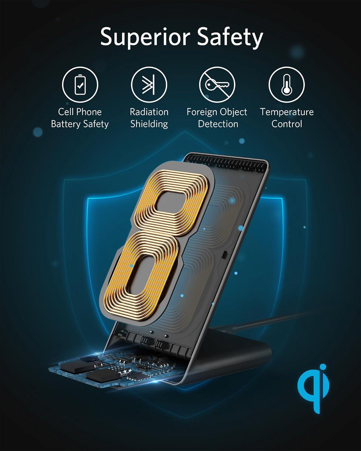 Зарядная подставка беспроводная Anker 313 Wireless Charging Stand Qi 10W Black - фото 5 Зарядная подставка беспроводная Anker 313 Wireless Charging Stand Qi 10W Black - фото 5