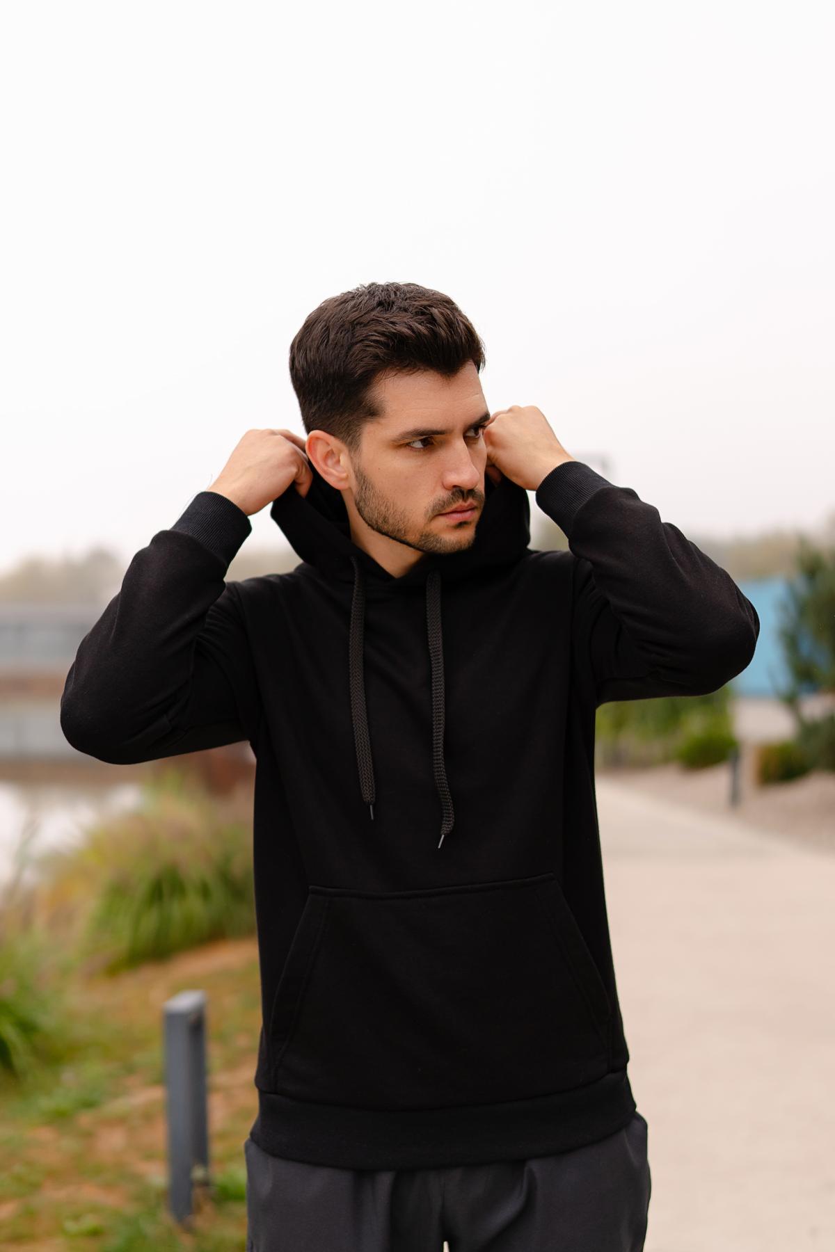 Худи мужское Explore с капюшоном S Черный (1334985813) - фото 1 Худи мужское Explore с капюшоном S Черный (1334985813) - фото 1