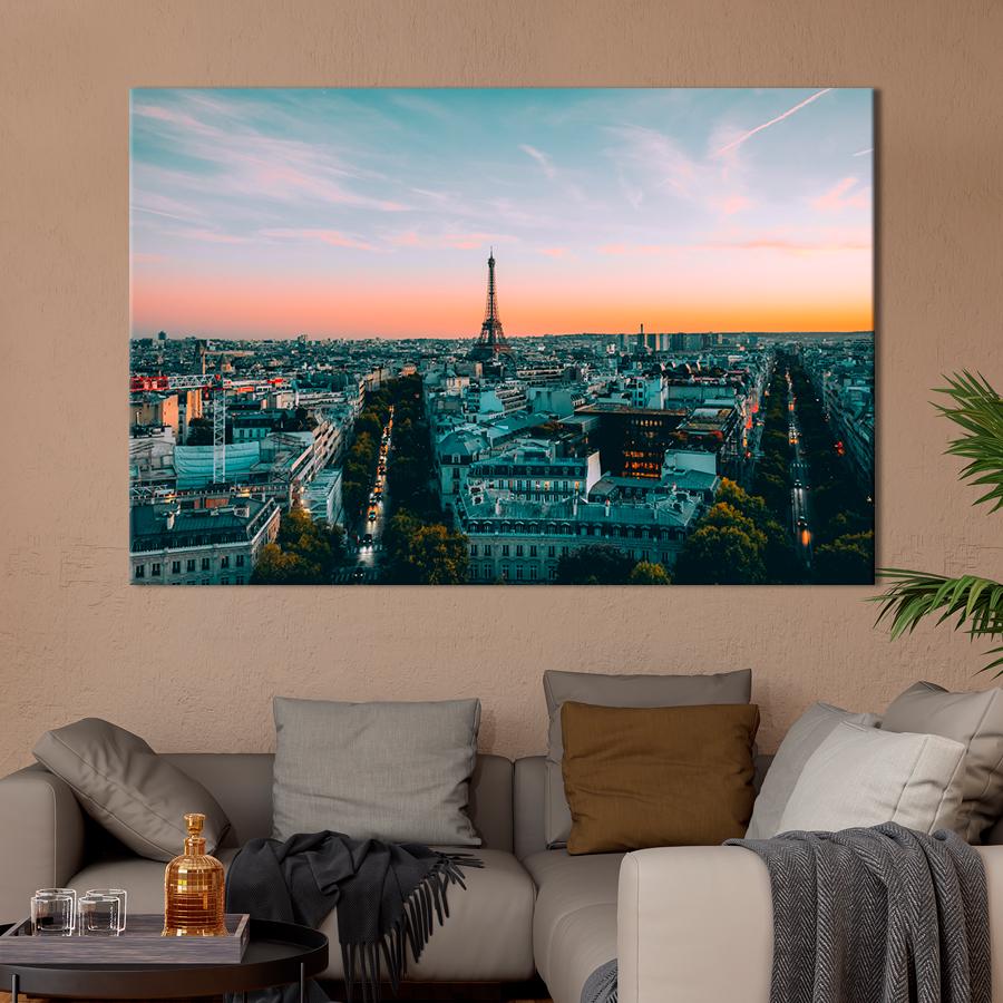 Картина город Панорама Парижа 120x80 см (A561-1)