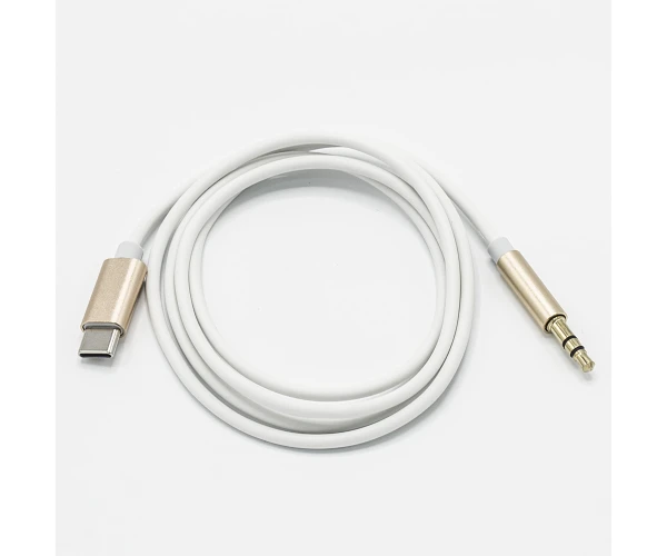 Кабель переходник Classic Type-C to AUX mini jack 3,5 мм 1 м Золотой