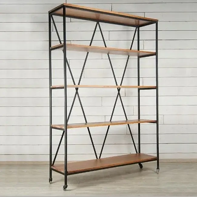 Стеллаж Loft NS-1707 с полками широкий для работы и кабинет Черный (3075774101)