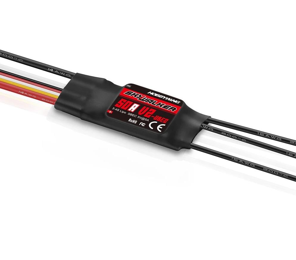 Регулятор двигателя ESC 50A Hobbywing Skywalker V2 2-4S для крыла мультикоптера (00-00025931)