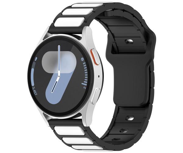 Ремінець Silicone Magnetic Hybrid Flex для смарт-годинників Samsung Galaxy Watch FE 40 мм/Watch 7/6/5 20 мм Чорно-білий