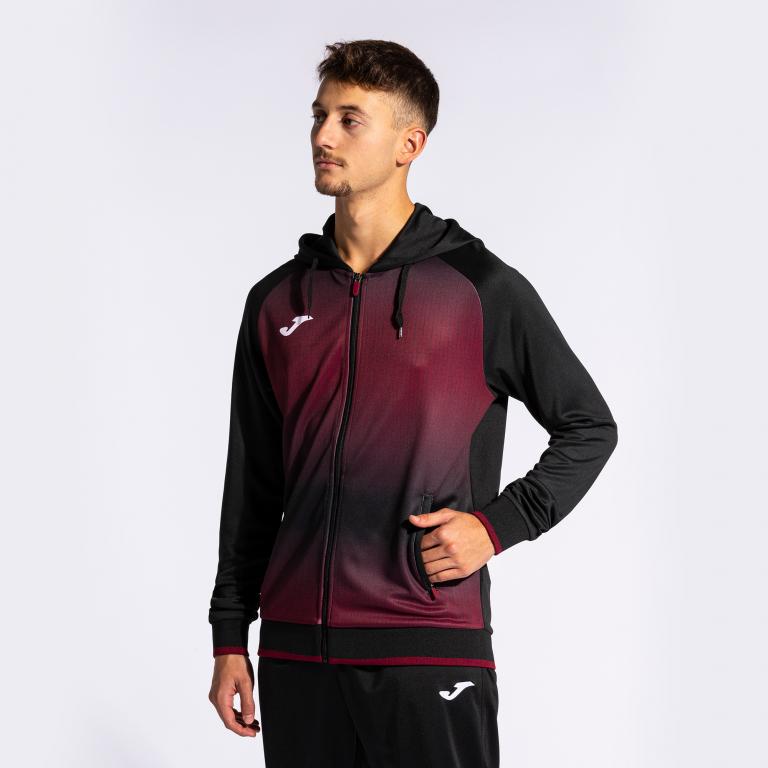 Олімпійка Joma 103236.115 Tiger V Zip-Up Hoodie M Black/Burgundy (8445757238214) - фото 5