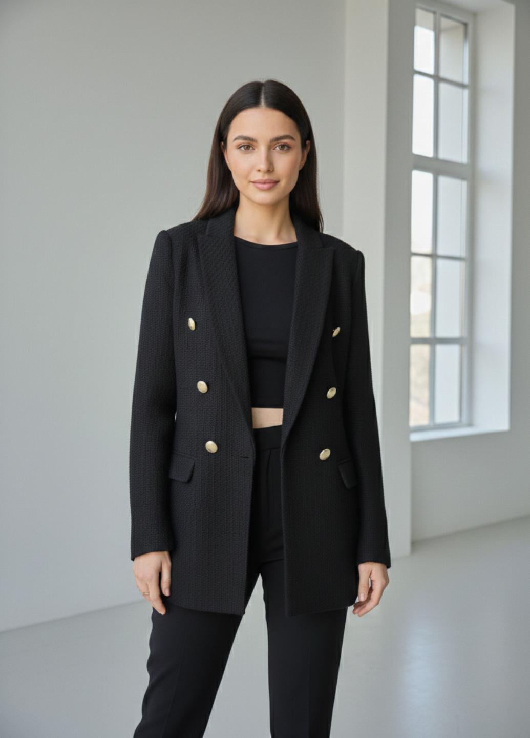 Жакет женский рыфленый удлиненный H&M 17878 M Черный