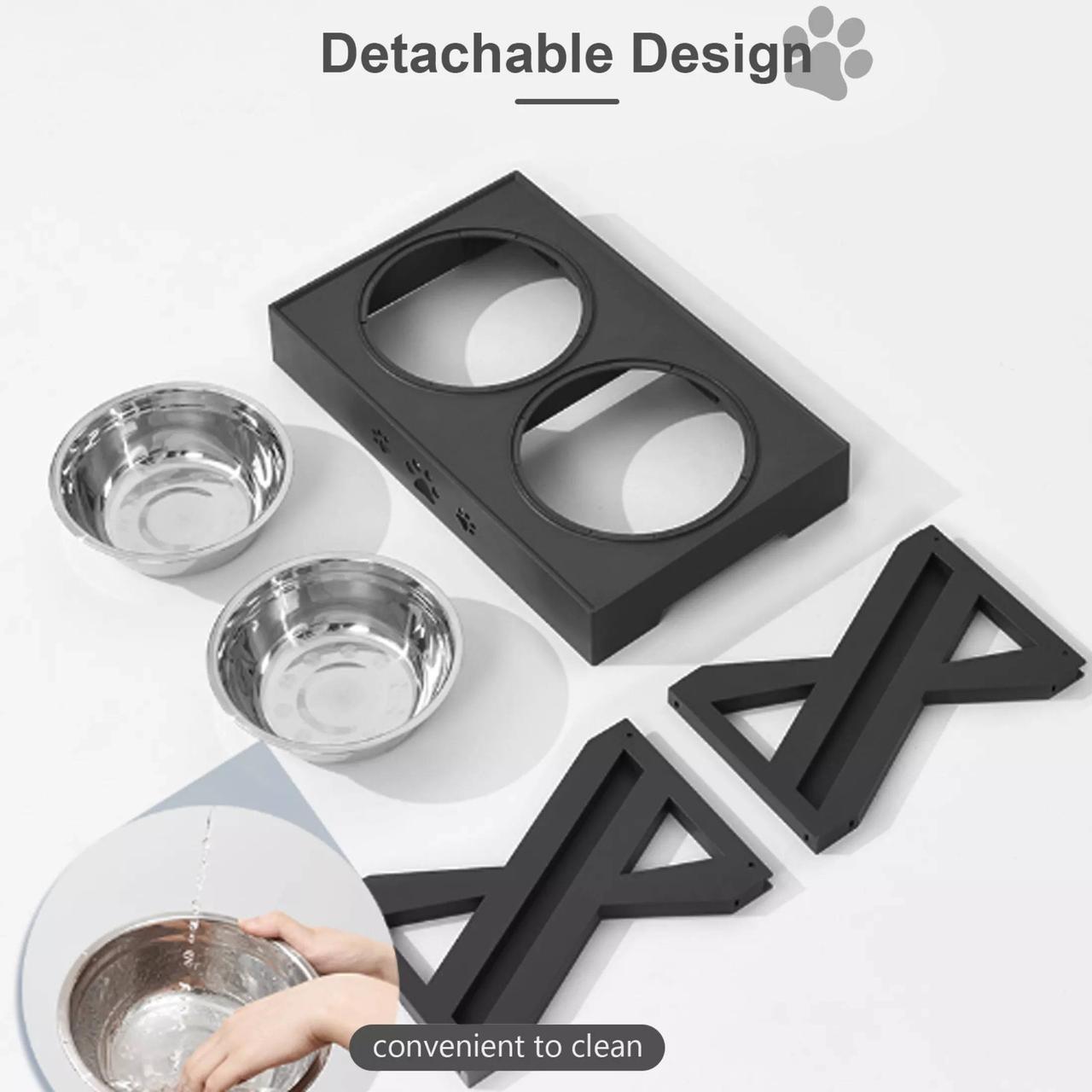 Миска двойная для собак ELS PET 2х1,3 л на подставке с регулируемой высотой Черный (1576021997) - фото 4 Миска двойная для собак ELS PET 2х1,3 л на подставке с регулируемой высотой Черный (1576021997) - фото 4