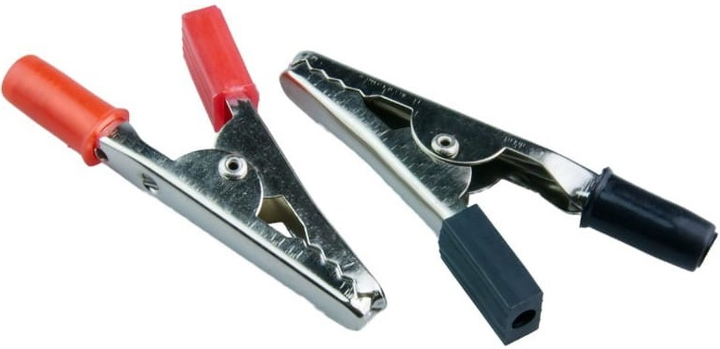 Зажим крокодил электрический ЗКС-19 50 мм 20А пара Черный/Красный (2653)