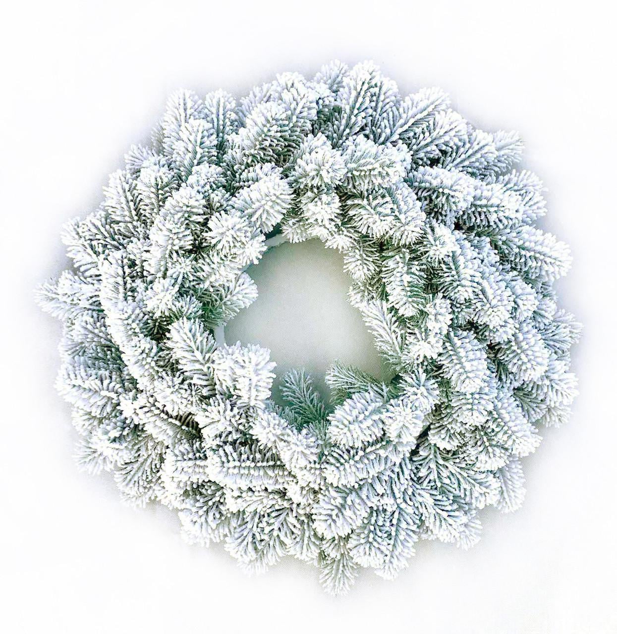Вінок новорічний різдвяний SGH Premium з литої хвої засніжений Ø 55 см