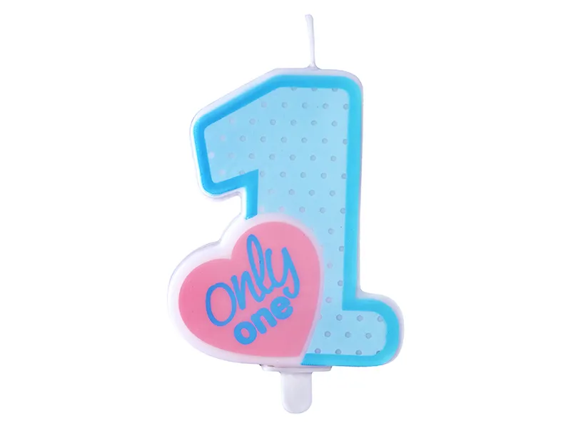 Свічка для торту Partydeco Only One 8 см Блакитний (5901157463074)