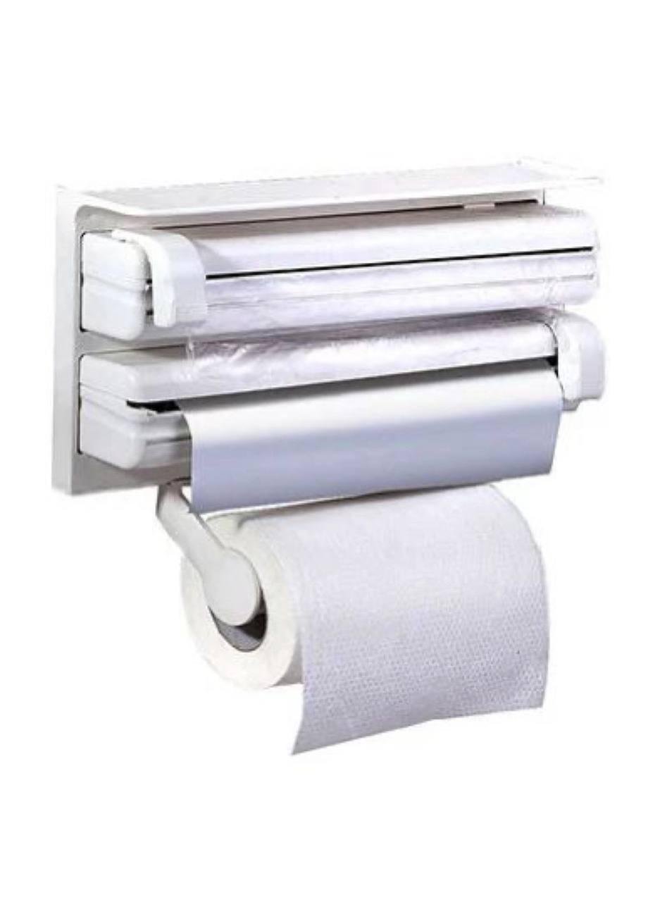 Диспенсер кухонный Kinsmart Kitchen Roll Triple Paper для бумажных полотенец пищевой пленки и фольги Белый (4699)