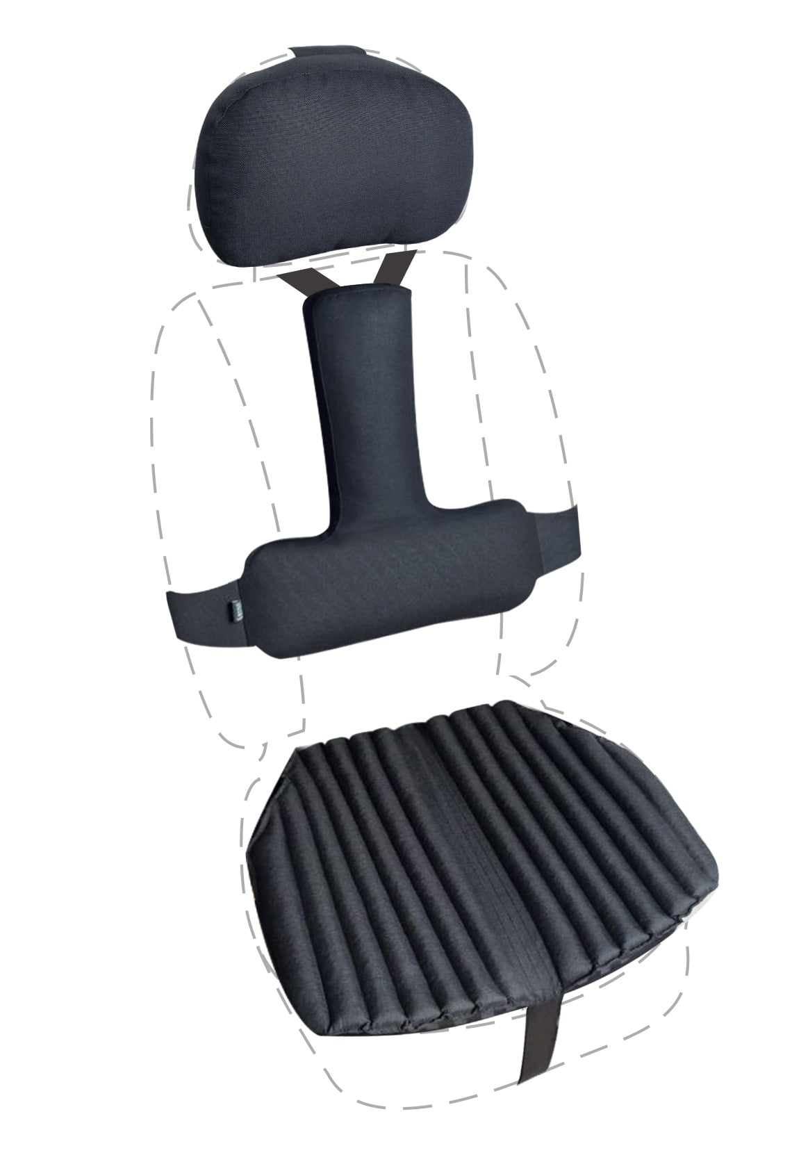 Подушки автомобильные EKKOSEAT три в одном Черный (AV-1G23H-101Т)