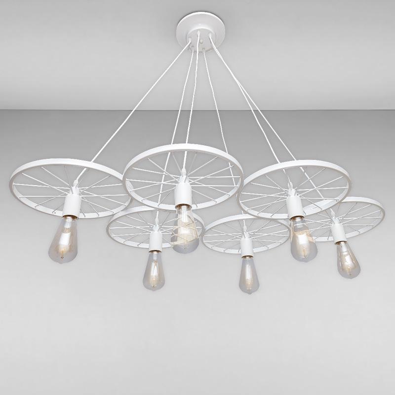Люстра подвесная колесо Light House LS-14602-6 WH на шесть ламп Белый