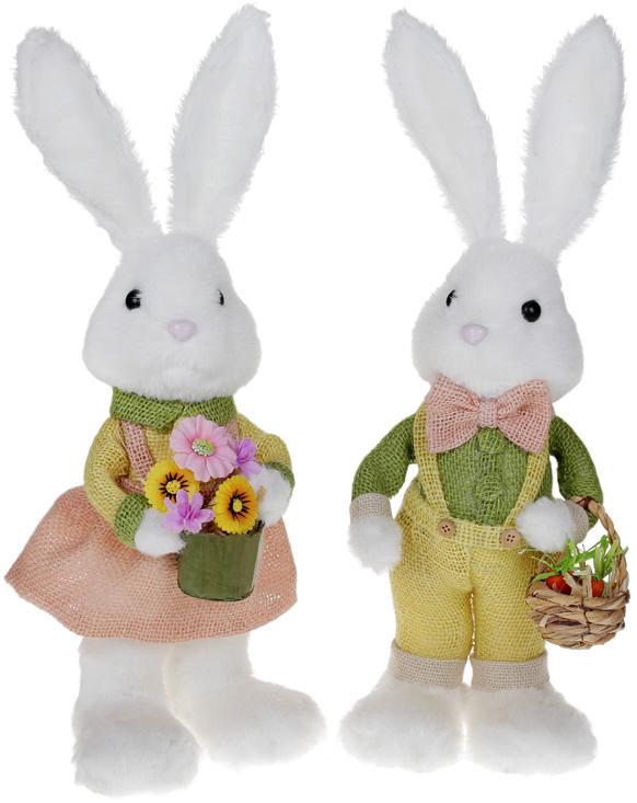 Фигура декоративная Крольчиха с цветами 16х13х46 см - фото 2 Фигура декоративная Крольчиха с цветами 16х13х46 см - фото 2